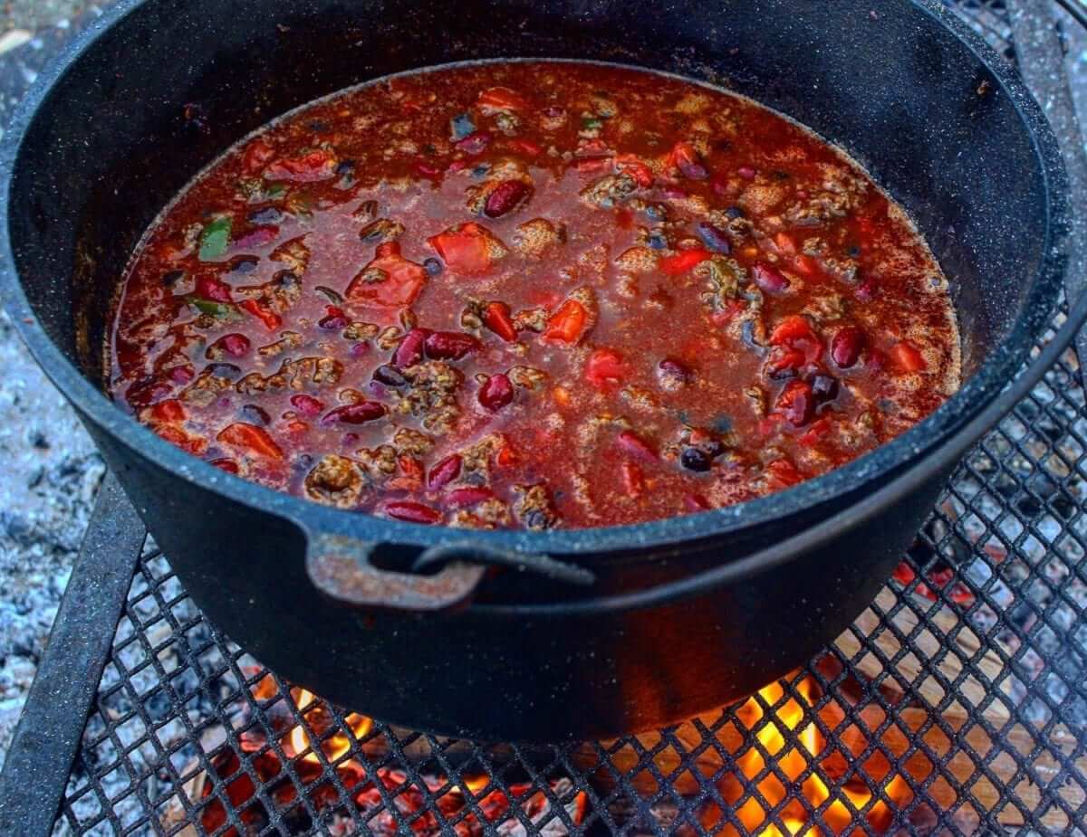 Fall Camping Chili - OVerTheFireCooking